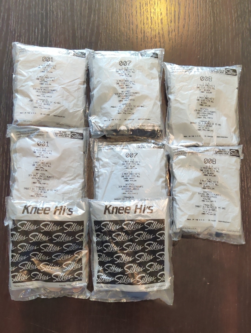 Silks Knee Hi's Sheer Stockings - Black - Nude - Navy (8 Packs)